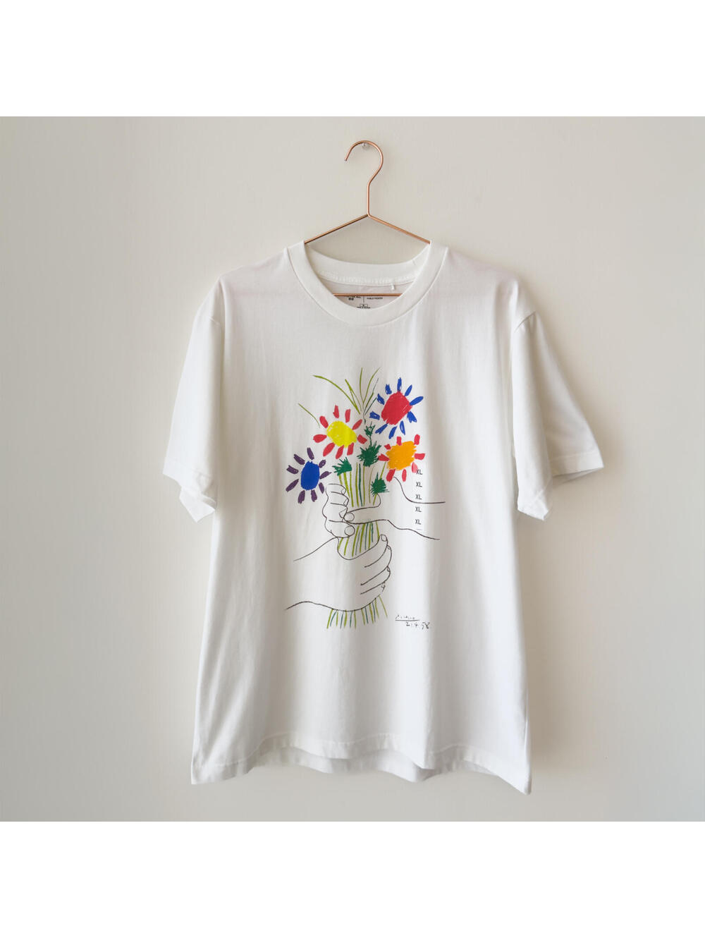 NWT Uniqlo Peace For All x Pablo Picasso White Bouquet Graphic Tee XL
